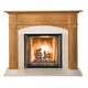 Arched Wilson II Fireplace Mantel Surround Shown here in Cherry with Clearcoat finish and Crema Marfil Marble