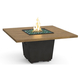 American Fyre Designs 60” Reclaimed Wood Cosmopolitan Square Fire Table Dining Height FyreStarter Bluetooth | 642-BA-H6C