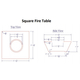 Olympus Square GFRC Fire Pit Table Specification