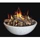 White With Black Wash Firebowl With Optional Arizona Weathered Oak Logs And Optional Lava Rock